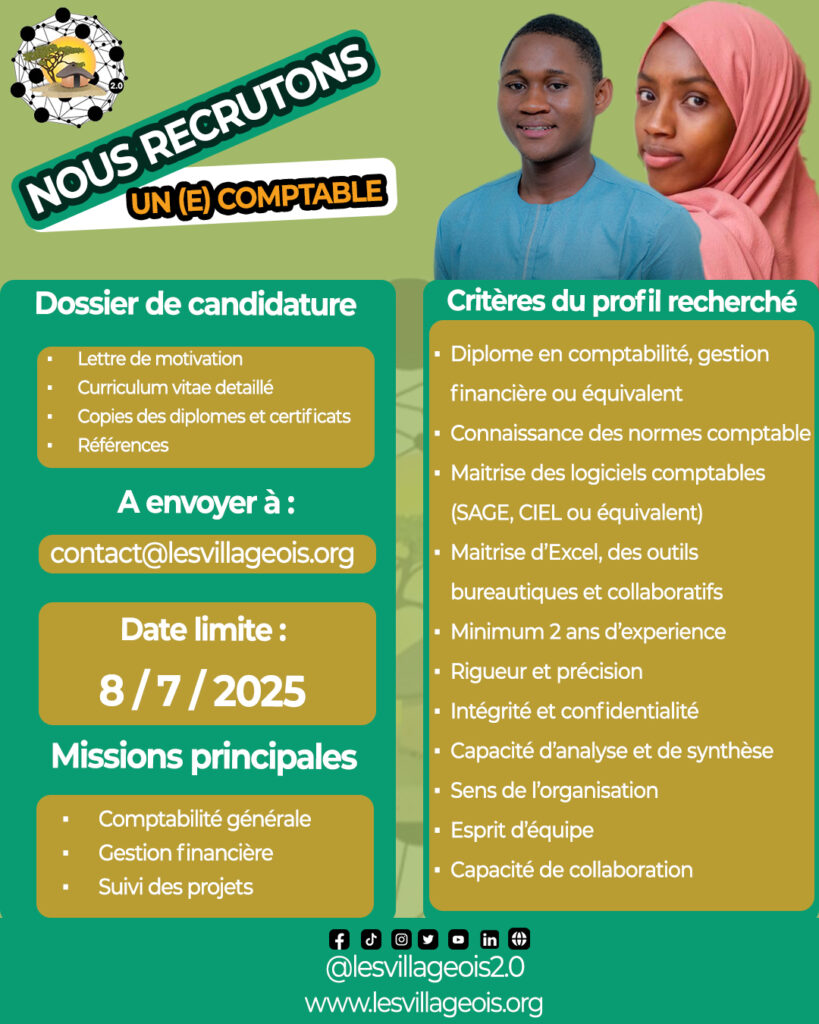 AVIS DE RECRUTEMENT D’UN.E COMPTABLE